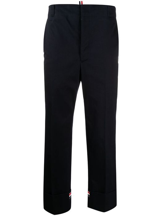 Thom Browne twill straight-leg trousers - Blue