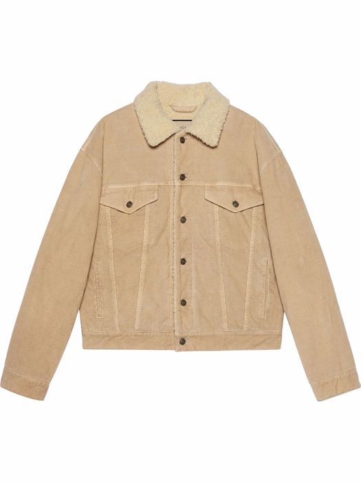 Gucci embroidered-design button-fastening jacket - Neutrals