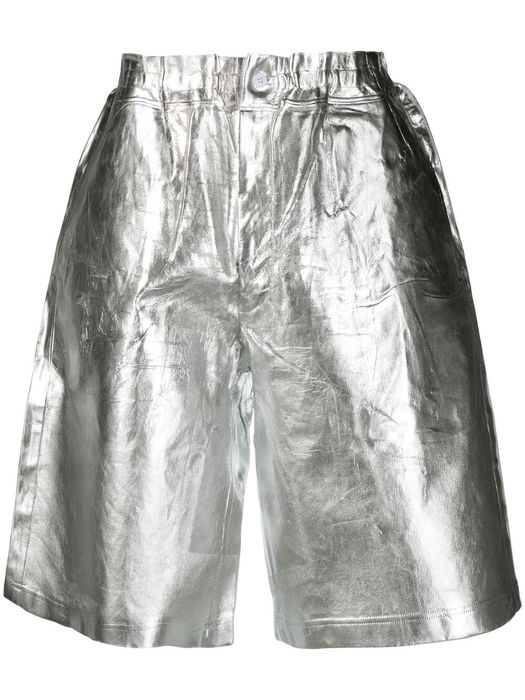 Comme Des Garçons Homme Plus metallic effect shorts - Silver