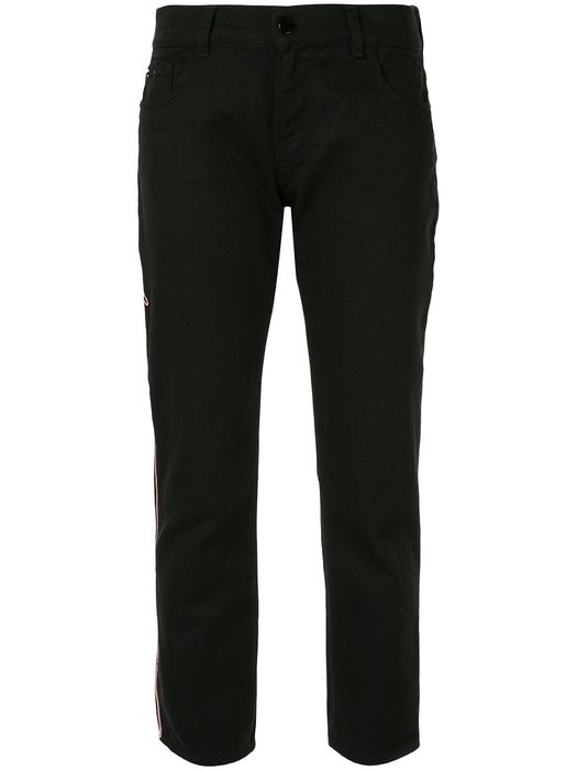 Emporio Armani logo embroidered trousers - Black