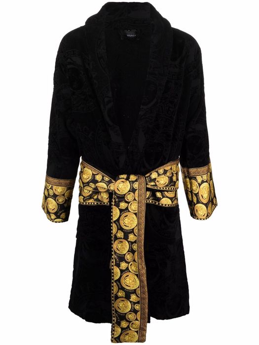 Versace Medusa-print belted robe - Black