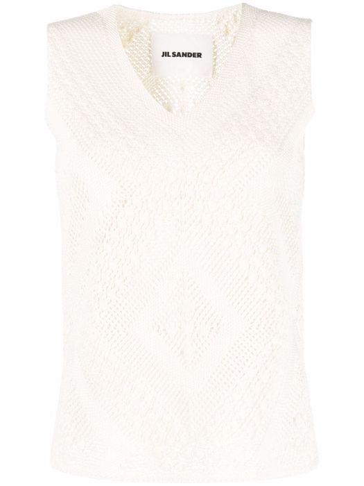 Jil Sander knitted diamond-pattern tank top - White