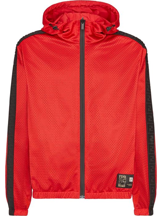 Fendi x K-Way® perforated hooded jacket - Red