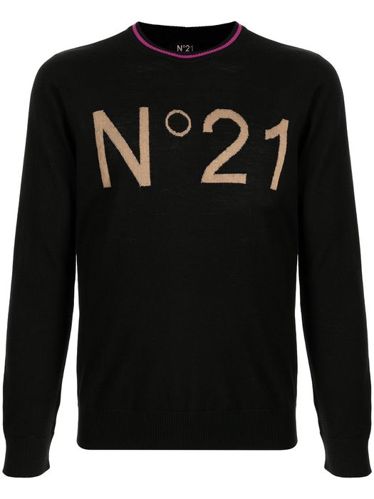 Nº21 logo-knit jumper - Black