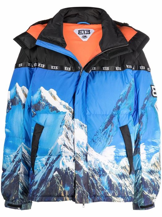 313 WORLDWIDE mountain-print down jacket - Blue