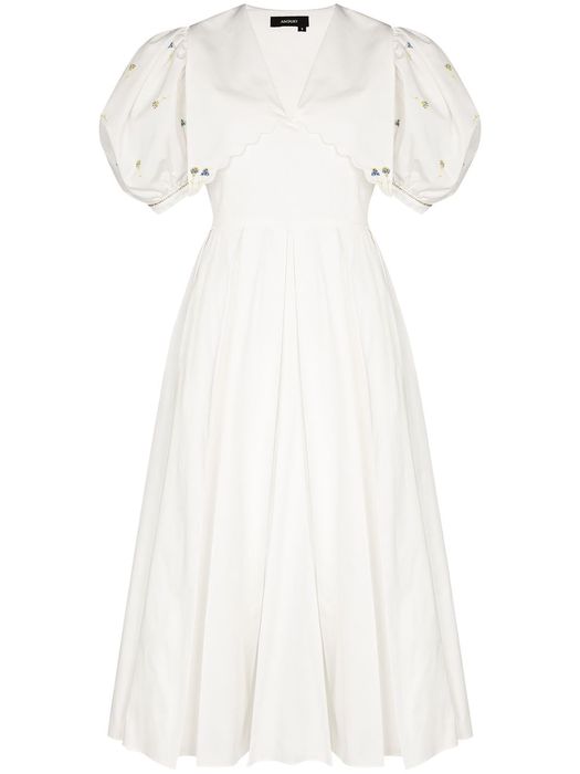 ANOUKI embroidered puff-sleeve dress - White