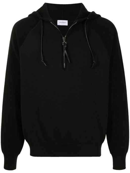 Salvatore Ferragamo zip-front drawstring hoodie - Black