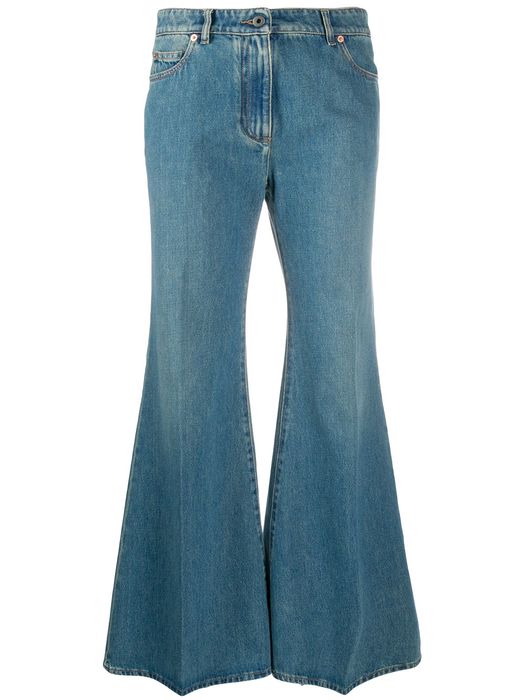 Valentino VLOGO-print flared jeans - Blue