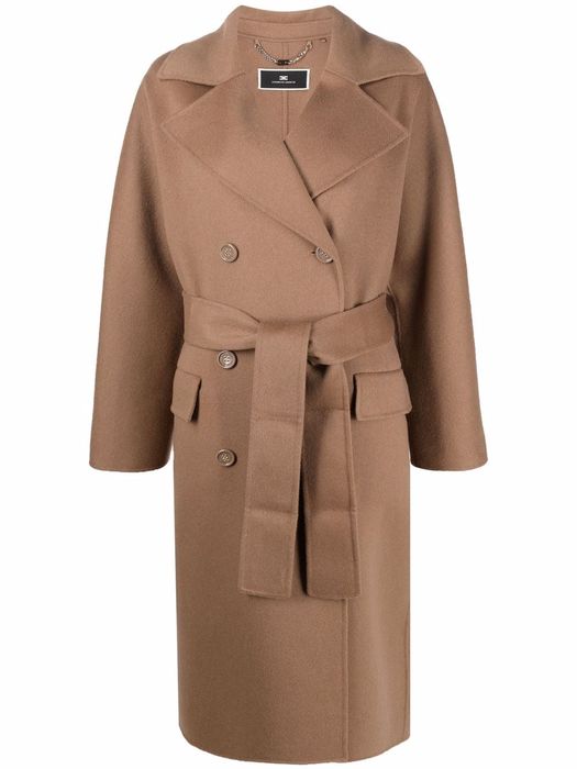 Elisabetta Franchi belted wrap coat - Brown
