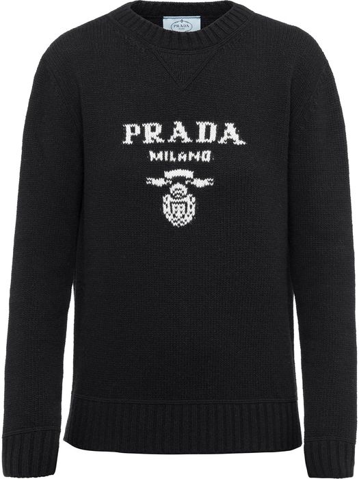 Prada intarsia-knit logo jumper - Black
