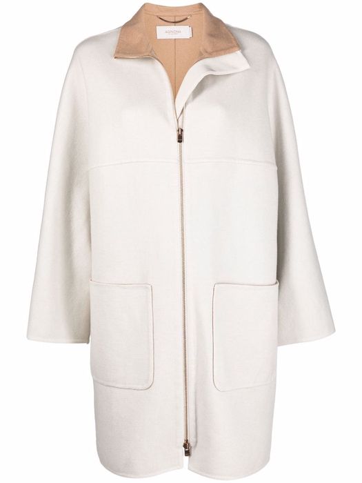 Agnona cashmere zip-up coat - Neutrals
