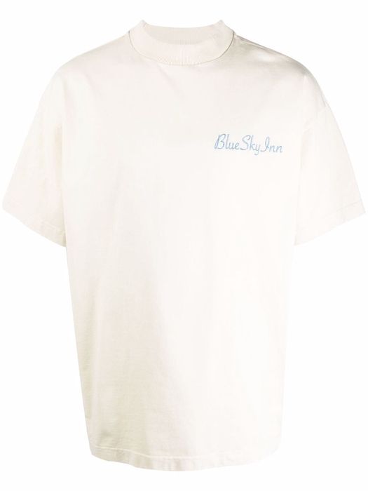 BLUE SKY INN logo-print short-sleeved T-shirt - Neutrals