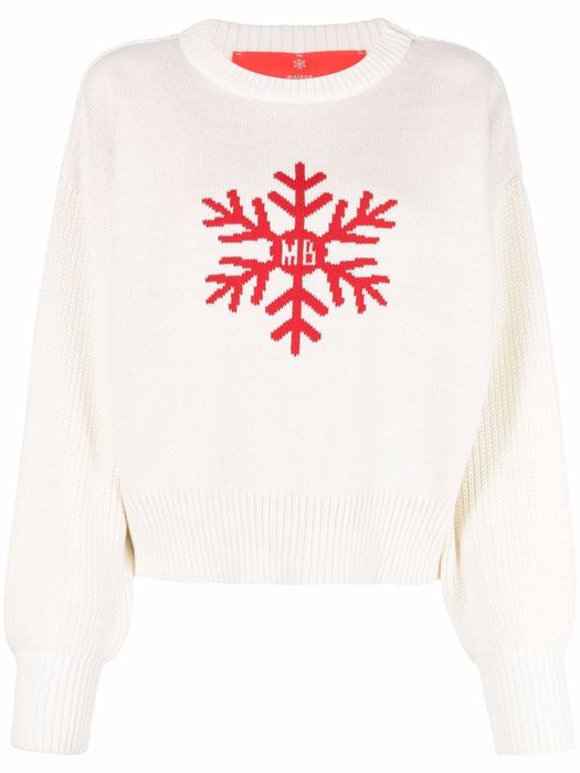 Maison Bohemique snowflake intarsia-logo knit jumper - White