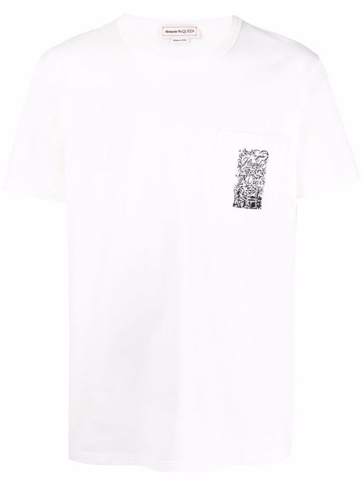 Alexander McQueen Blake Illustration-print cotton T-shirt - White