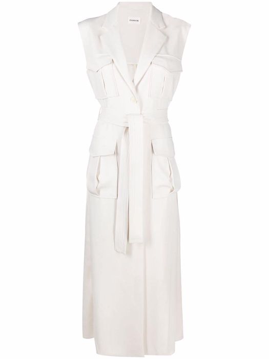 P.A.R.O.S.H. notched-lapels belted shirtdress - White