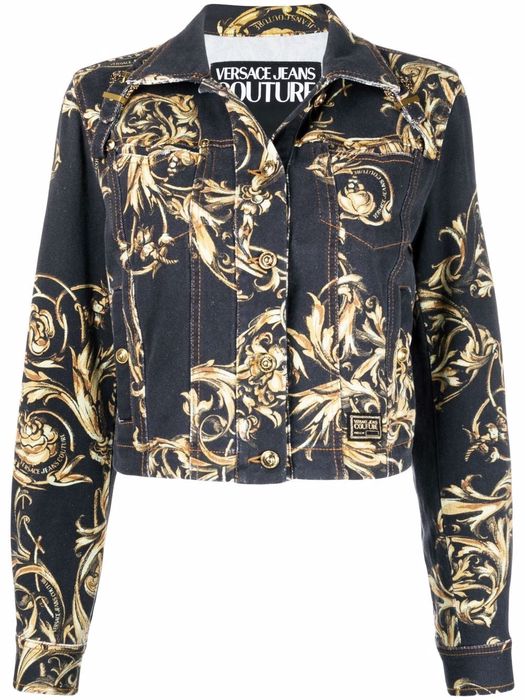 Versace Jeans Couture Regalia Baroque-print denim jacket - Black