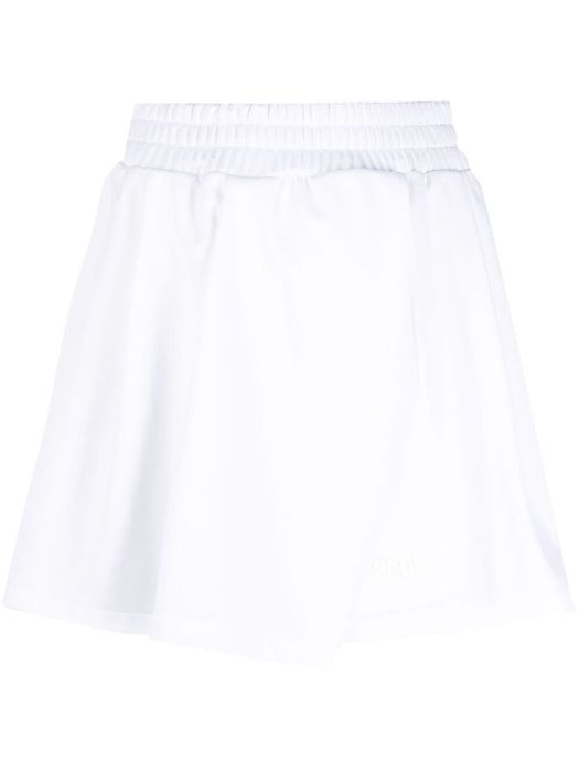 Gcds elasticated-waist cotton skirt - White