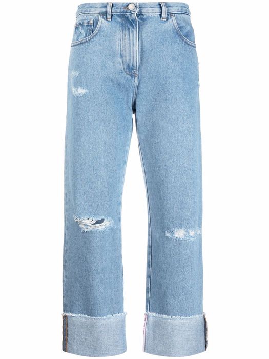 Gcds straight-leg cropped jeans - Blue
