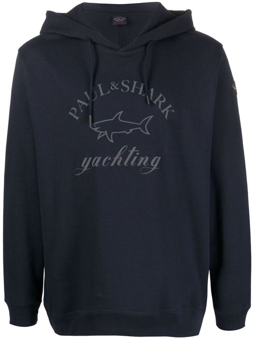 Paul & Shark logo-print hoodie - Blue