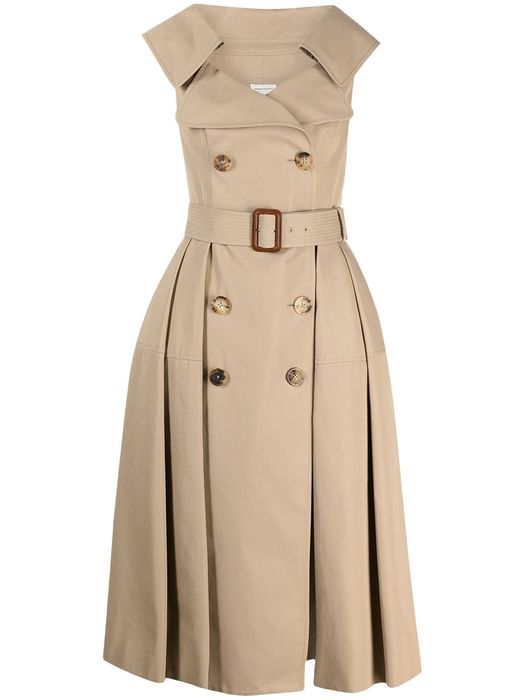 Alexander McQueen sleeveless pleated trench coat - Neutrals