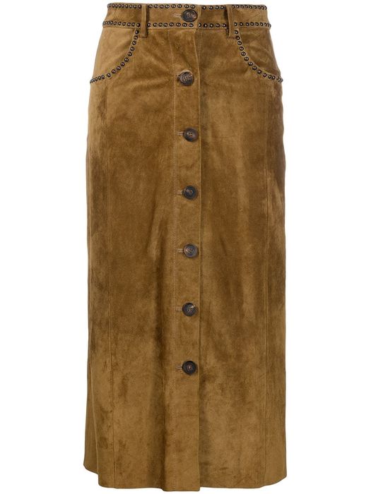 Golden Goose studded mid-length skirt - Brown