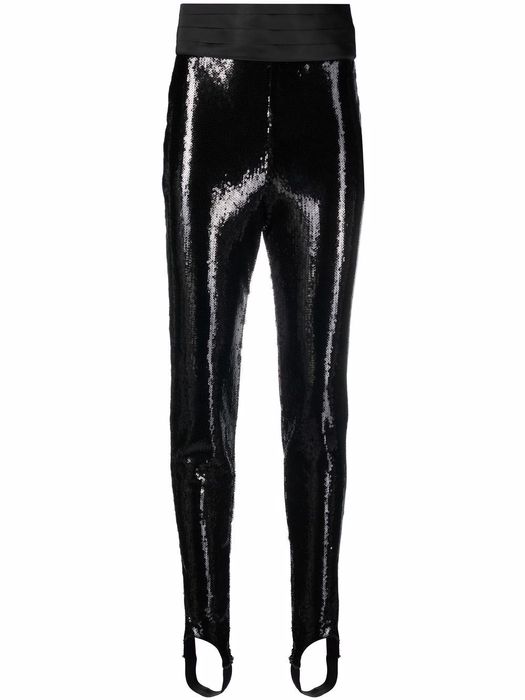Kalmanovich sequin-embellished high-waisted trousers - Black
