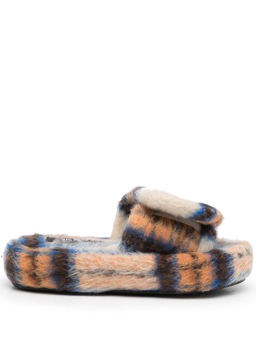 Natasha Zinko check-print Volume slippers - Multicolour