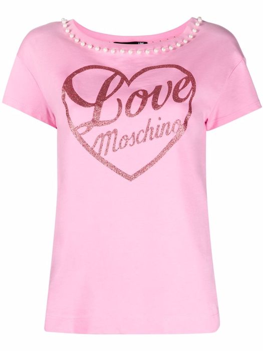 Love Moschino logo-print short-sleeved T-shirt - Pink