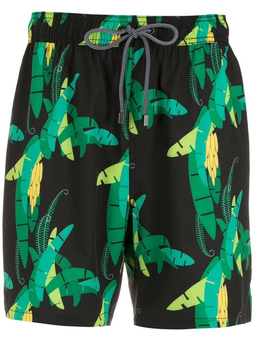Amir Slama leaf-print swim shorts - Black
