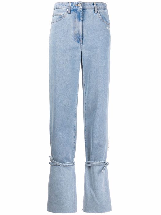 Off-White tie-detail straight-leg jeans - Blue