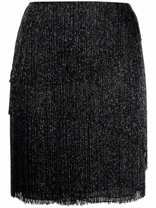 Oscar de la Renta fringed metallic miniskirt - Black