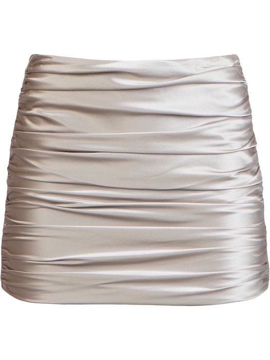 Michelle Mason ruched silk mini skirt - Neutrals