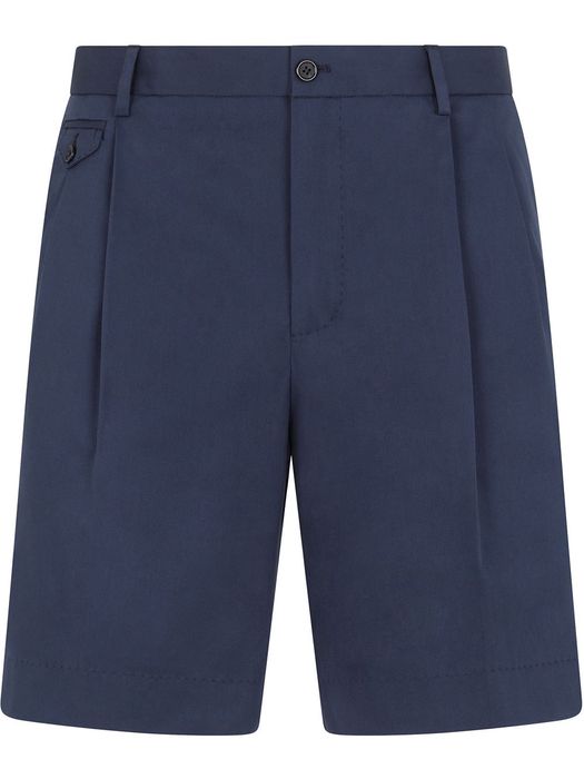 Dolce & Gabbana embroidered logo pleated Bermuda shorts - Blue