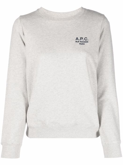 A.P.C. logo-embroidered cotton sweatshirt - Grey