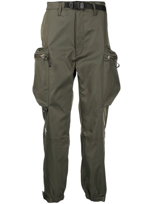 izzue belt-waist cargo trousers - Green