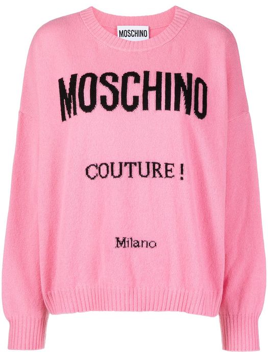 Moschino logo intarsia-knit jumper - Pink