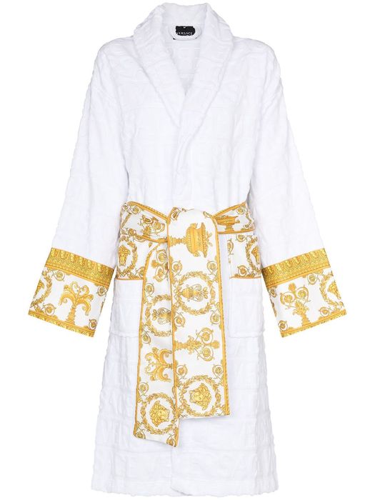 Versace Barocco-print bath robe - White