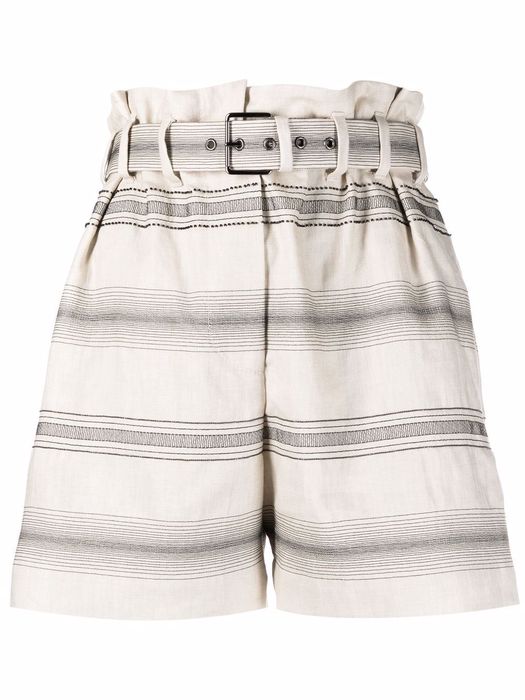 Brunello Cucinelli belted striped shorts - Neutrals