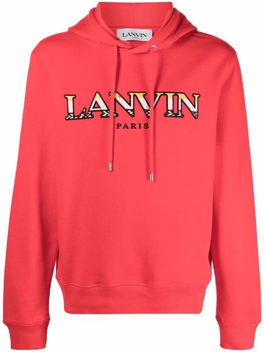 LANVIN logo-embroidered cotton hoodie