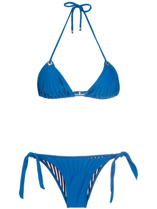 Amir Slama textured triangle bikini - Blue