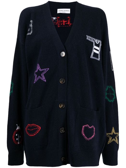 SONIA RYKIEL embroidered button-down cardigan - Blue