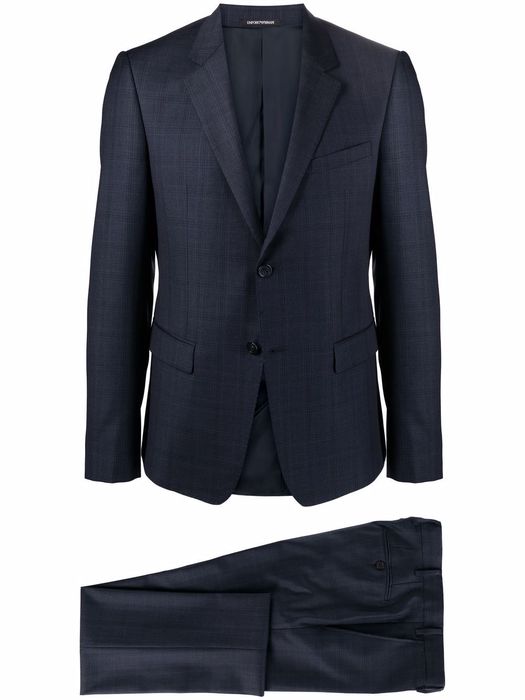 Emporio Armani checked single-breasted suit - Blue