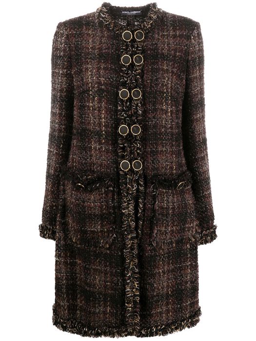 Dolce & Gabbana button-front short tweed jacket - Brown