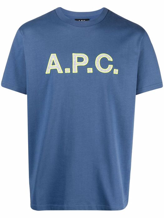 A.P.C. logo-embroidered cotton T-shirt - Blue