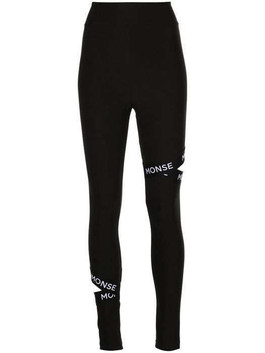 Monse logo-trim cut-out leggings - Black