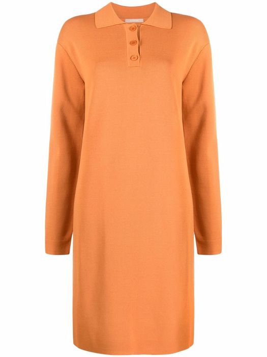 12 STOREEZ knitted polo-collar dress - Orange