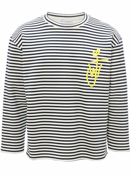 JW Anderson logo-embroidered striped T-shirt - Black