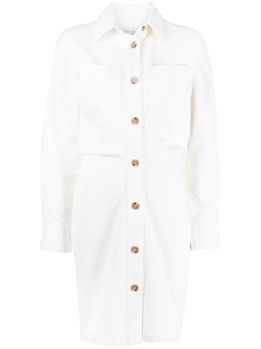 Nanushka chest-pocket cotton shirt dress - White