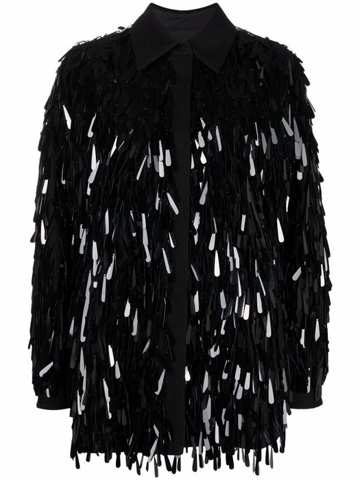 Valentino sequin-embellished coat - Black