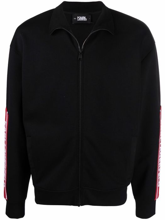 Karl Lagerfeld logo-tape zipped sweatshirt - Black